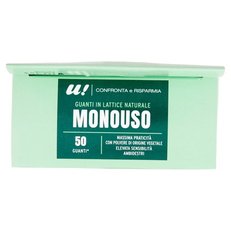 50 Guanti Monouso in Lattice Naturale Misura Media U! Confronta e Risparmia